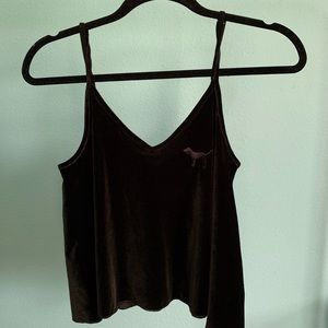 Cropped Black Velvet PINK Tank Top